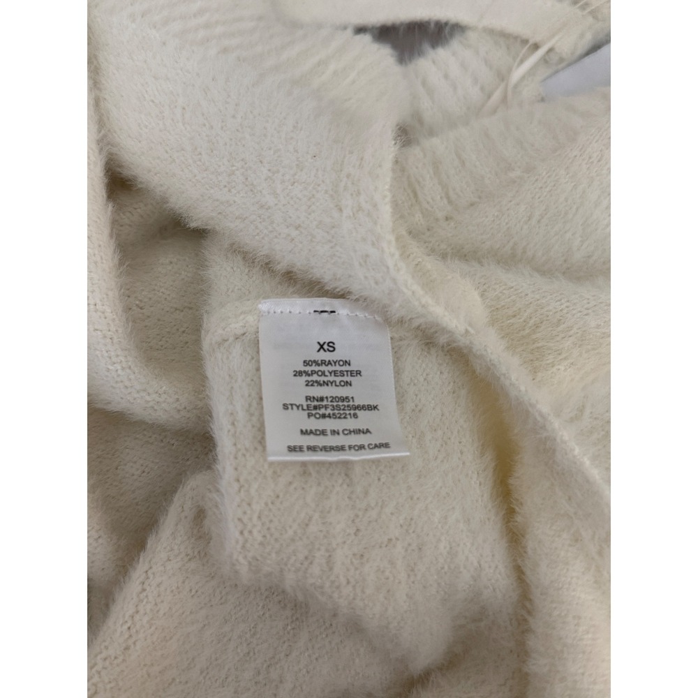 Pink Rose Women's‎ XS Cream V Neck Fuzzy Knit Sweater Criss Cross Back Soft Cozy - Picture 5 of 10